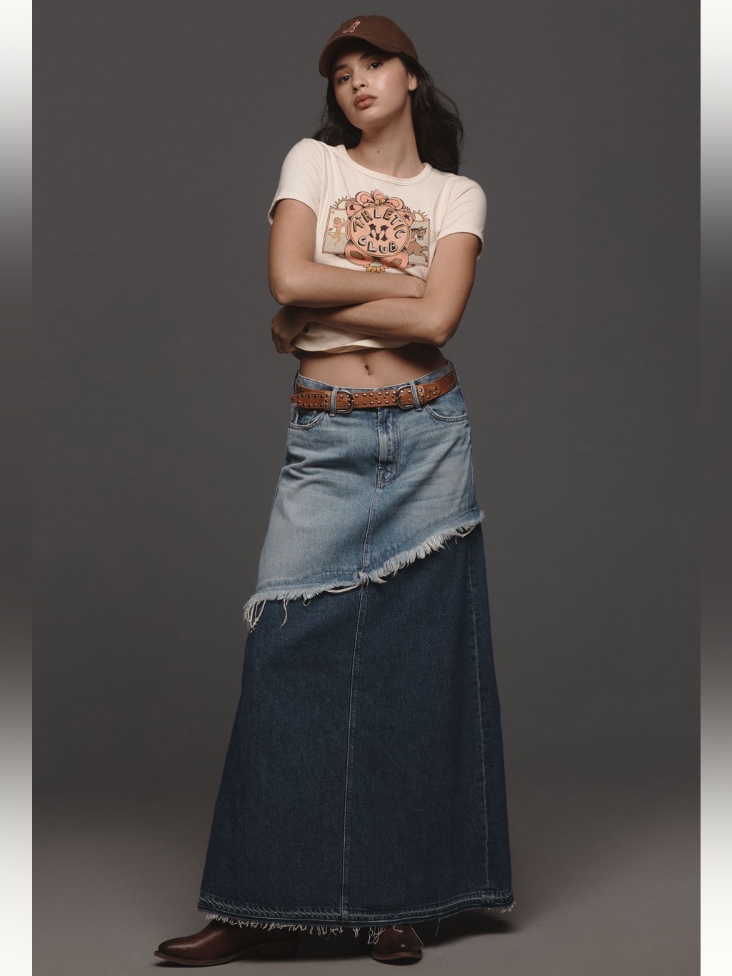 Nwt Mother The Dual Ditcher Maxi Denim Skirt, 29